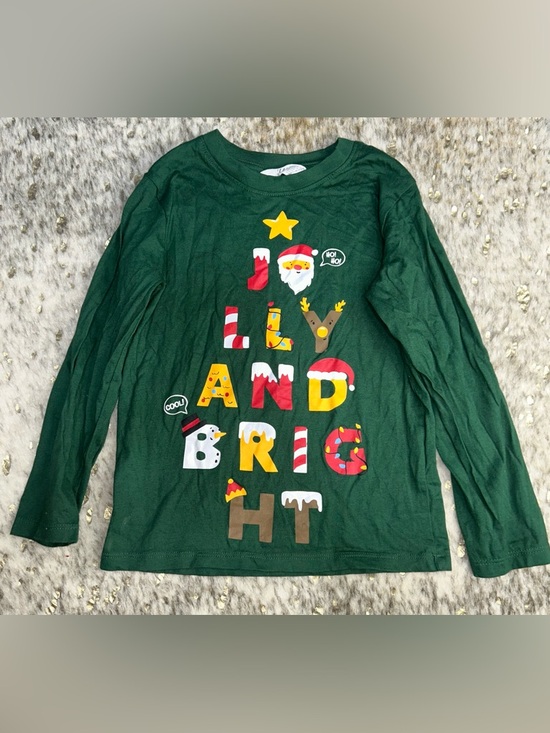H&M Other - 5 for $25🔥H&M "Jolly And Bright" Green‎ Long Sleeve T-Shirt Kids 5T/6